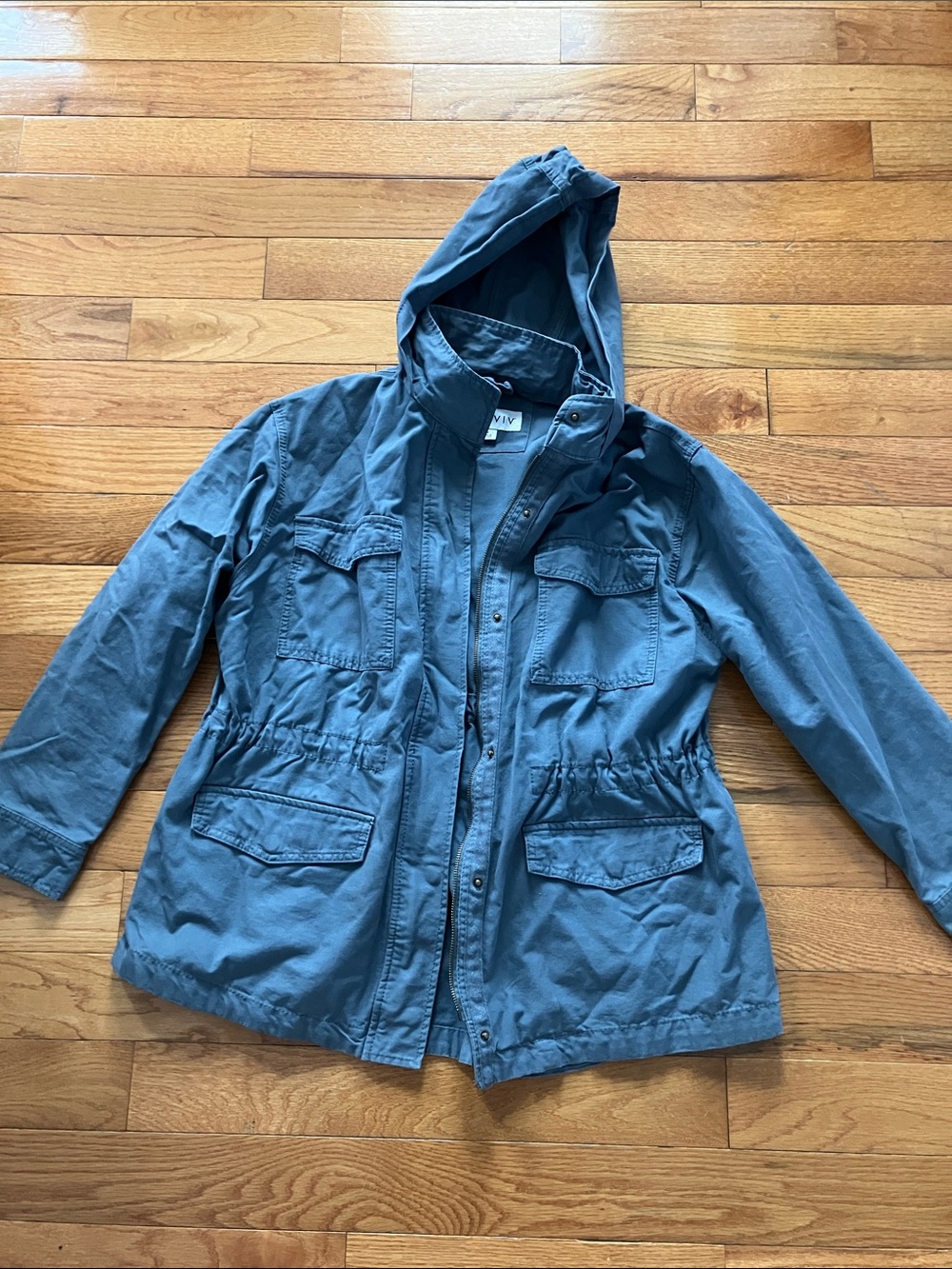 Ava & Viv - Women’s Gray Blue Hooded Field Utility Jacket - 0 X